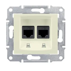 Розетка двойная компьютерная RJ45 Cat.6 Schneider Electric SEDNA, бежевый (ШНАЙДЕР) Розетка двойная компьютерная RJ45 Cat.6 Schneider Electric SEDNA, бежевый (ШНАЙДЕР)